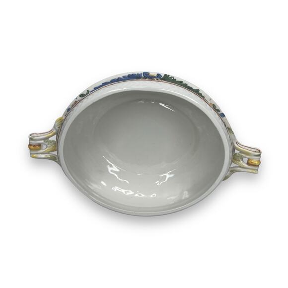 Hand Painted Vintage Italian Faience Footed Porcelain Tureen W/ Underplate Italy - Picture 6 of 15
